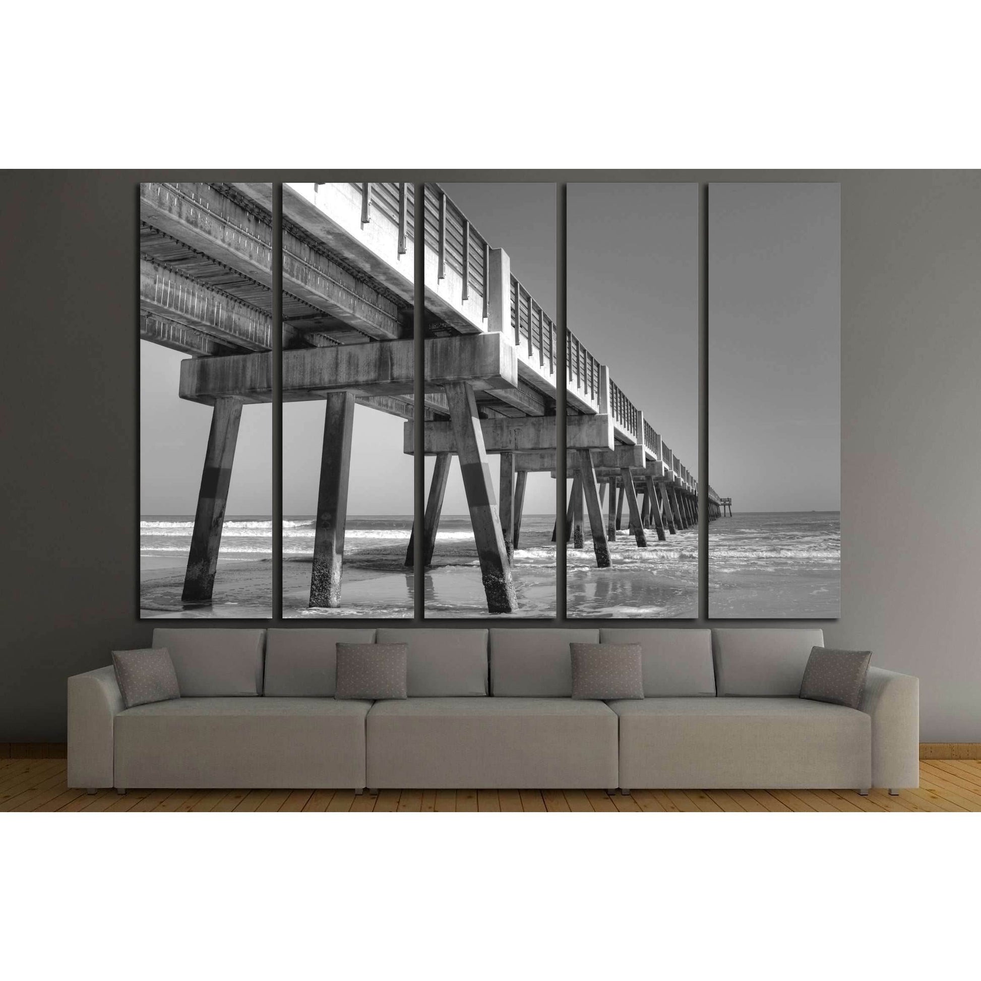 Fishing Pier in Jacksonville Beach, Florida №2498 Ready to Hang Canvas Print - Zellart Canvas Prints ALL_Products, s-2498