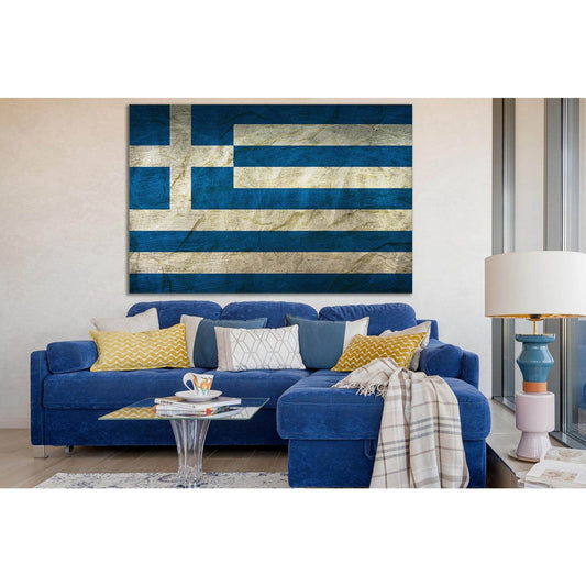 Flag Of Greece №SL1158 Ready to Hang Canvas Print - Zellart Canvas Prints 0new, ALL_Products, Flags