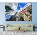 Flag USA on St Patrick's Cathedral, Midtown Skyscrapers, Manhattan, New York №1296 Ready to Hang Canvas Print