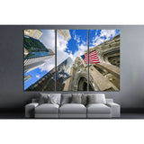 Flag USA on St Patrick's Cathedral, Midtown Skyscrapers, Manhattan, New York №1296 Ready to Hang Canvas Print
