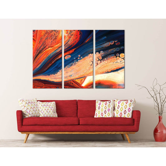 Flame-Colored And Blue Abstract №04308 Ready to Hang Canvas Print - Zellart Canvas Prints ALL_Products