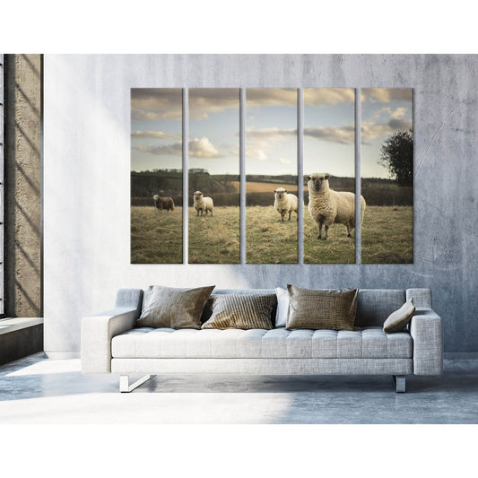 Flock Of Sheeps In Cotswold №04237 Ready to Hang Canvas Print - Zellart Canvas Prints ALL_Products