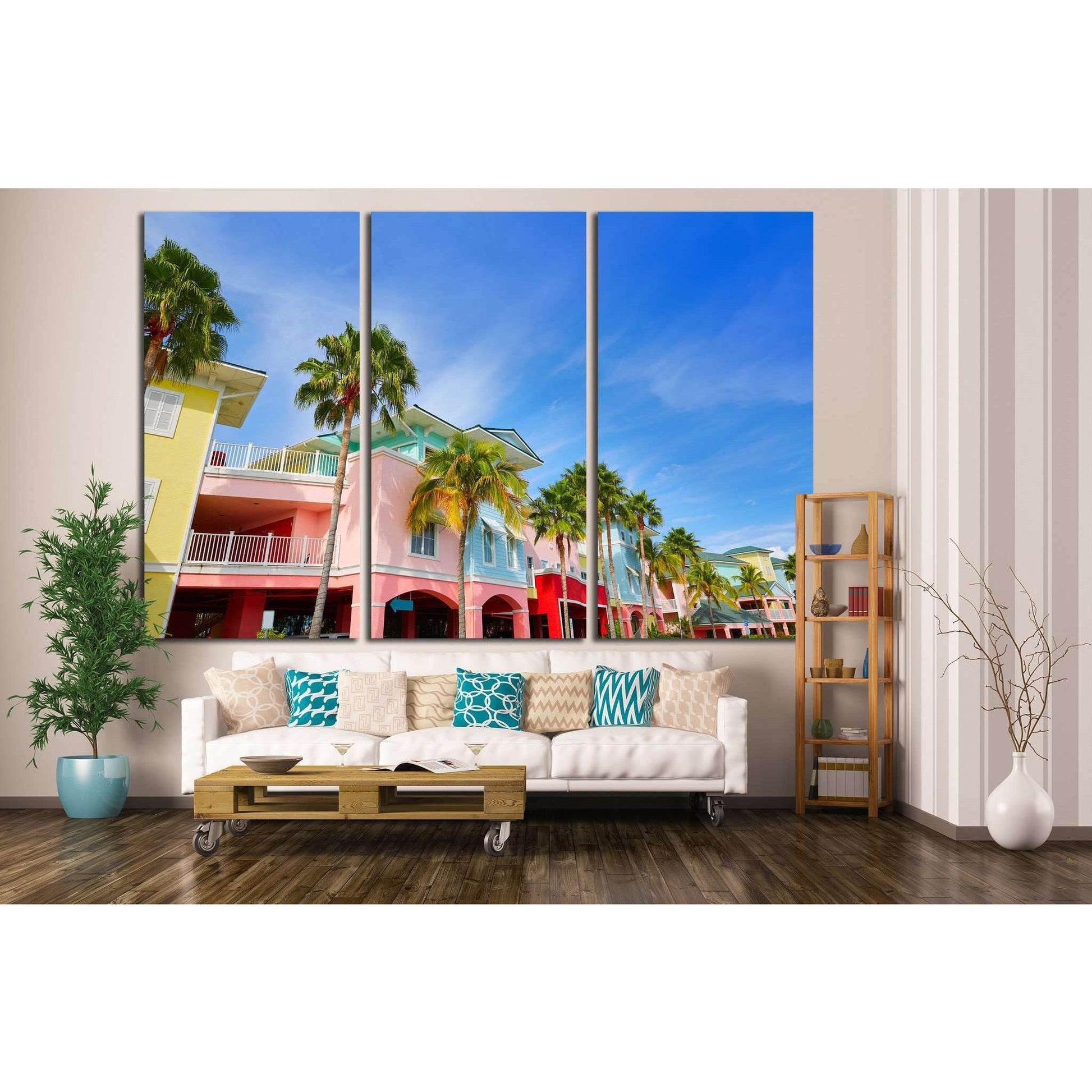 Florida Fort Myers and palm trees in USA №1229 Ready to Hang Canvas Print - Zellart Canvas Prints ALL_Products, s-1229