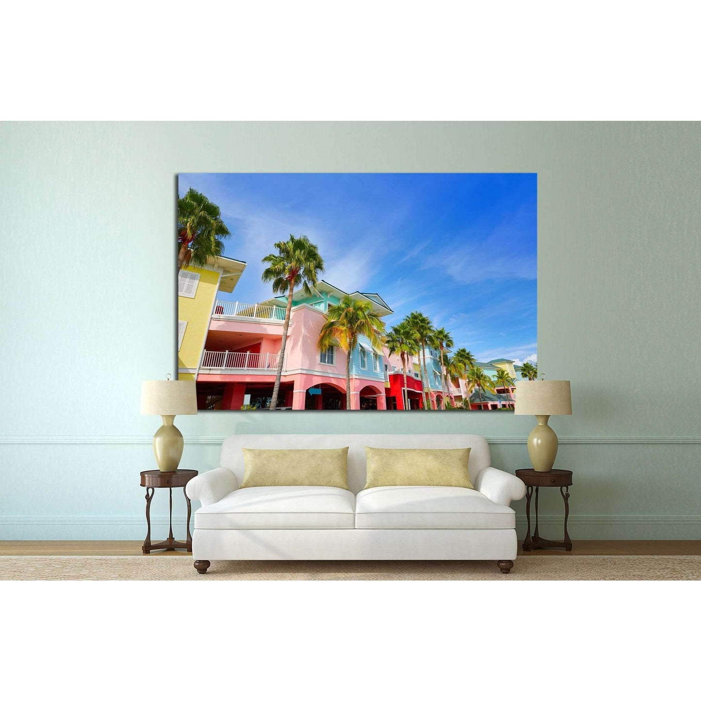 Florida Fort Myers and palm trees in USA №1229 Ready to Hang Canvas Print - Zellart Canvas Prints ALL_Products, s-1229