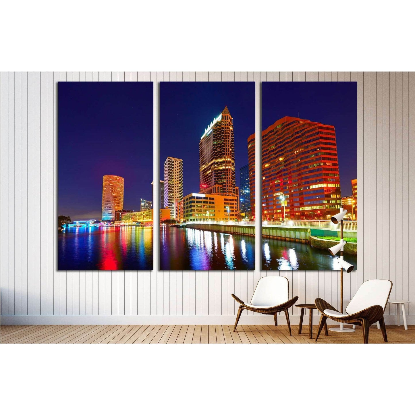 Florida Tampa skyline at sunset from Hillsborough river in US №1725 Ready to Hang Canvas Print - Zellart Canvas Prints ALL_Products, s-1725
