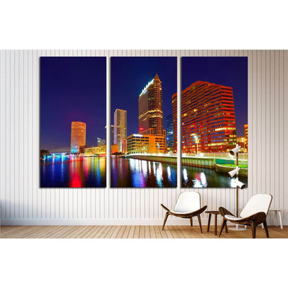 Florida Tampa skyline at sunset from Hillsborough river in US №1725 Ready to Hang Canvas Print - Zellart Canvas Prints ALL_Products, s-1725