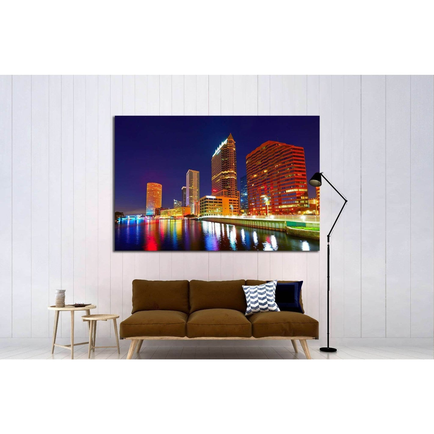 Florida Tampa skyline at sunset from Hillsborough river in US №1725 Ready to Hang Canvas Print - Zellart Canvas Prints ALL_Products, s-1725