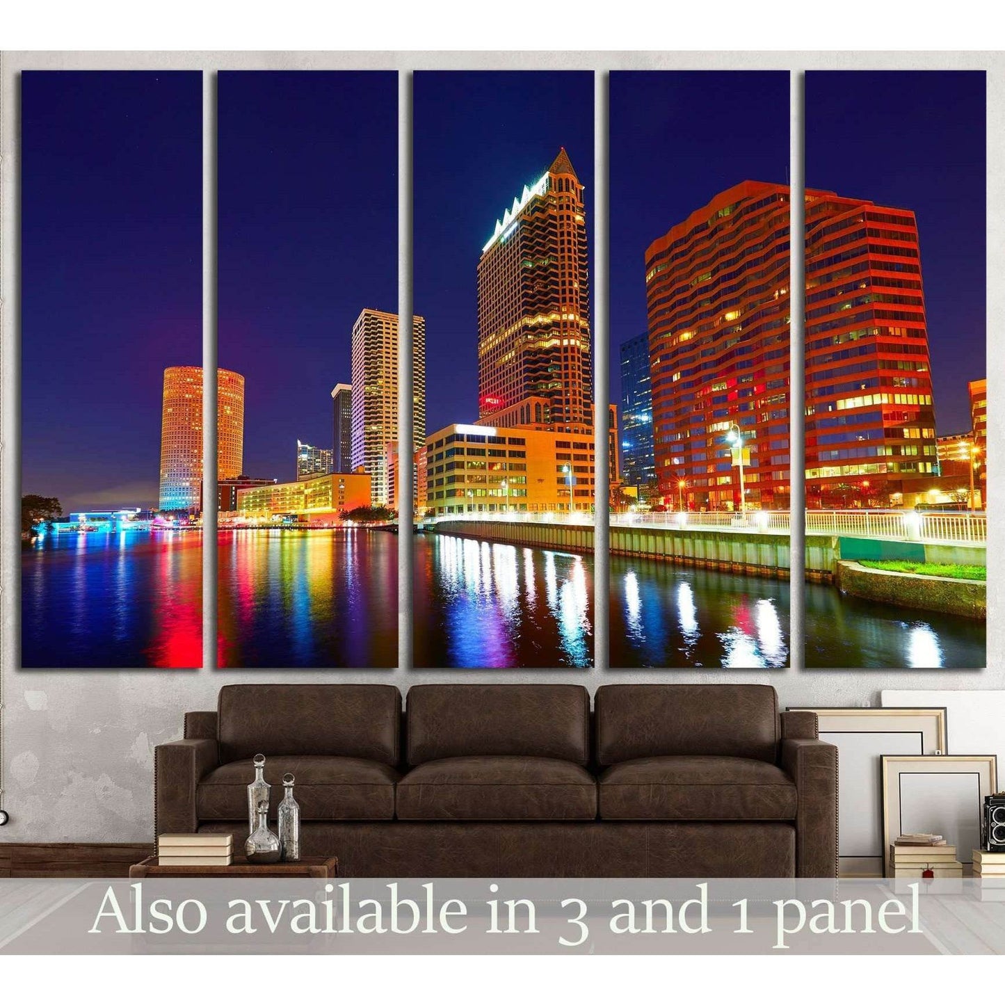 Florida Tampa skyline at sunset from Hillsborough river in US №1725 Ready to Hang Canvas Print - Zellart Canvas Prints ALL_Products, s-1725