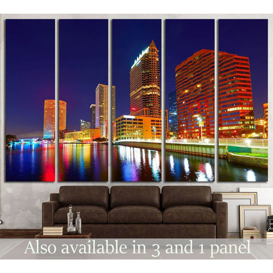 Florida Tampa skyline at sunset from Hillsborough river in US №1725 Ready to Hang Canvas Print - Zellart Canvas Prints ALL_Products, s-1725