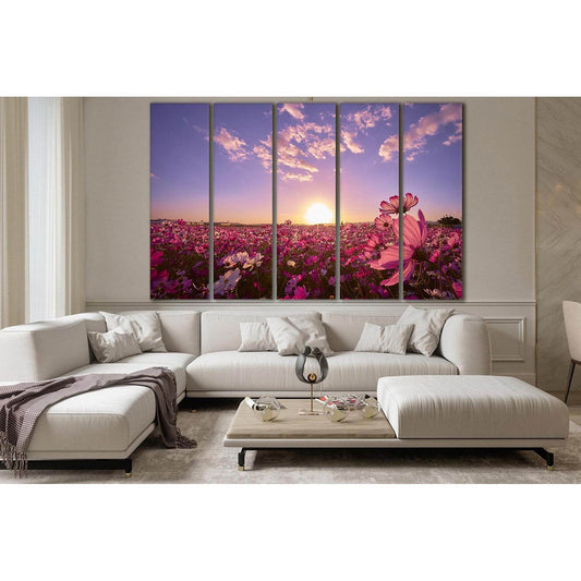 Flower Field At Sunrise №SL295 Ready to Hang Canvas Print - Zellart Canvas Prints 0new, ALL_Products, SUNRISE & SUNSET WALL ART