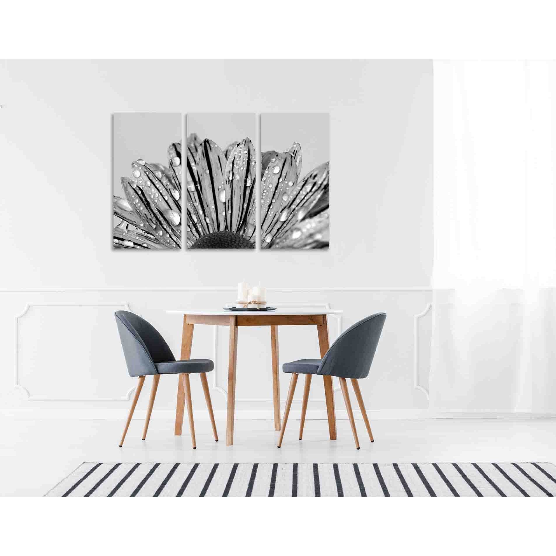 Flower in drizzle №D2828 Ready to Hang Canvas Print - Zellart Canvas Prints 0new, ALL_Products, Black & White Wall Art