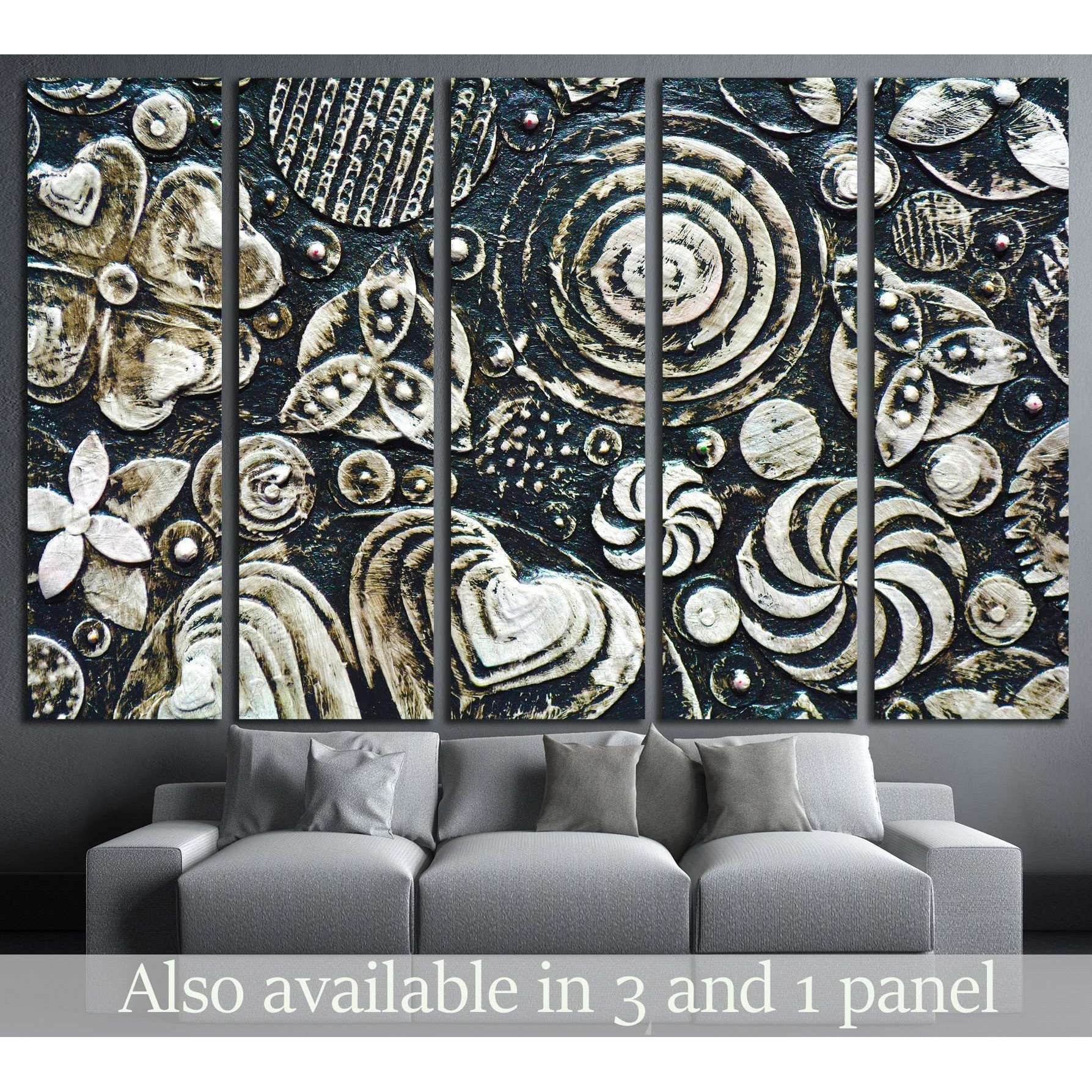 Flowers, abstract grunge surface, black and white №1349 Ready to Hang Canvas Print