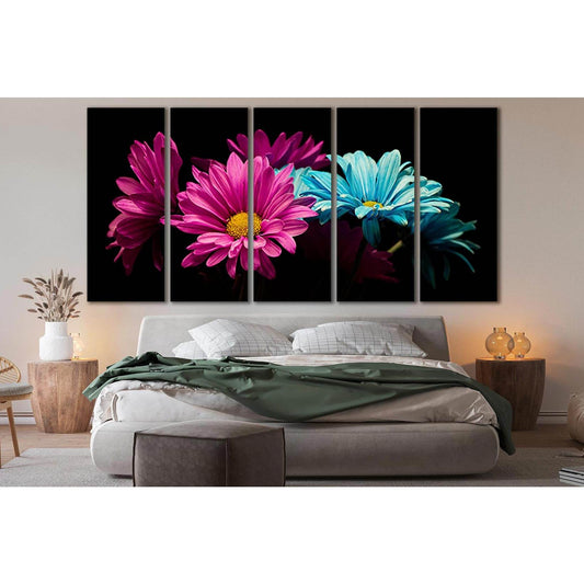 Flowers On Black Background №SL685 Ready to Hang Canvas Print - Zellart Canvas Prints 0new, ALL_Products, Floral & Botanical Wall Art