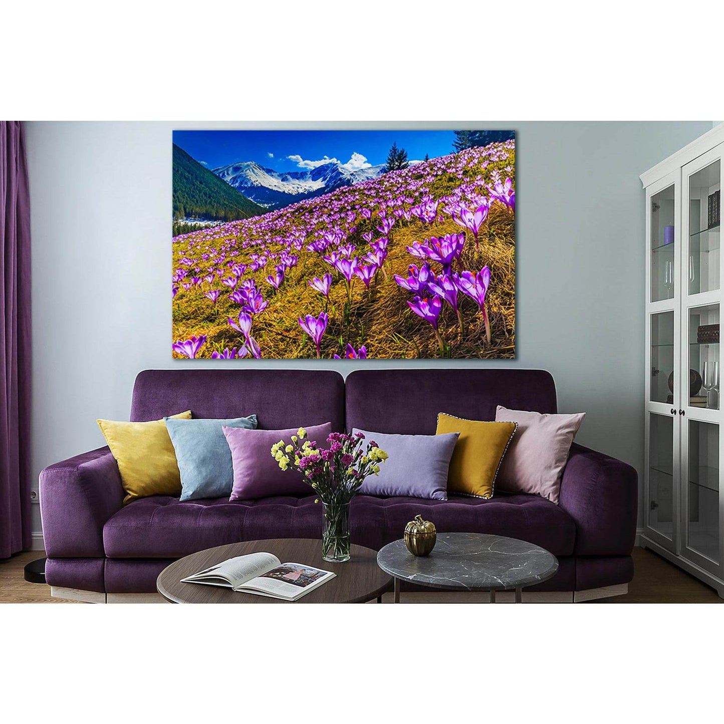 Flowers On The Alps Mountains Slopes №SL1598 Ready to Hang Canvas Print - Zellart Canvas Prints 0new, ALL_Products, Mountains Wall Art, Nature Wall Art