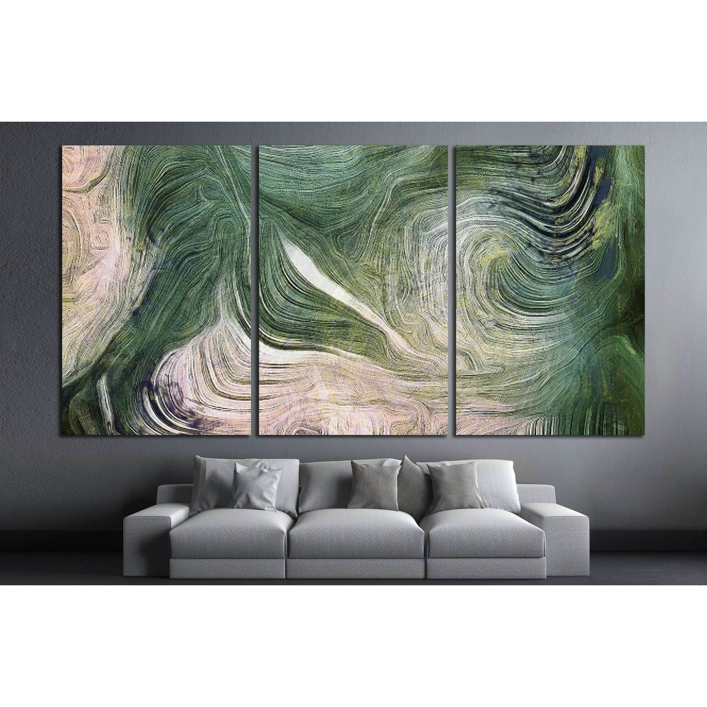 Abstract Green Swirl Canvas Print - Modern Organic Art - Zellart