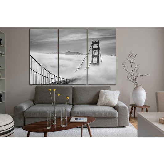 Fog Covering The Golden Gate Bridge №SL1141 Ready to Hang Canvas Print - Zellart Canvas Prints 0new, ALL_Products, Bridges Wall Art