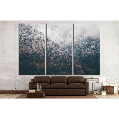 Foggy Autumn Coniferous Forest Landscape №1320 Ready to Hang Canvas Print - Zellart Canvas Prints ALL_Products, s-1320