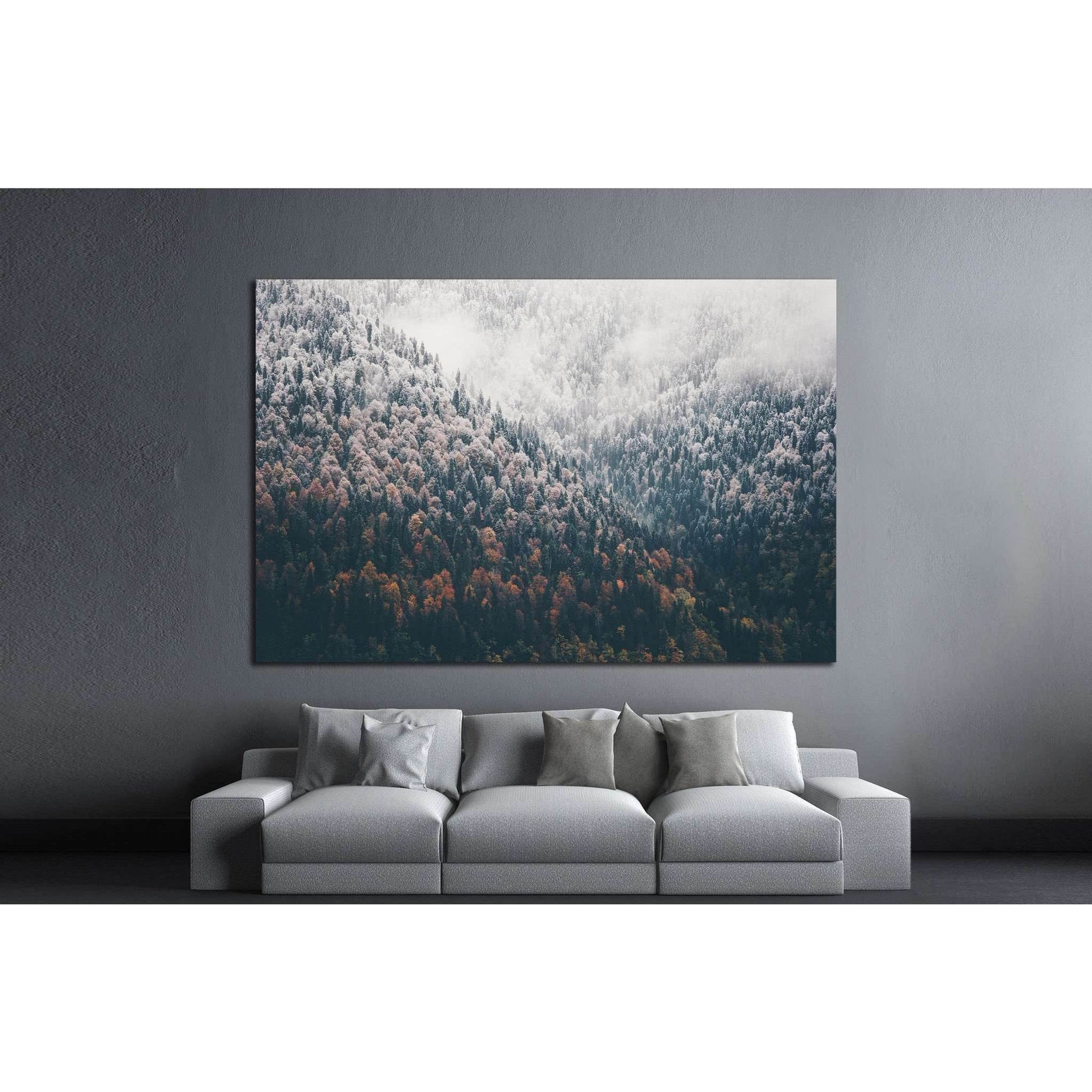 Foggy Autumn Coniferous Forest Landscape №1320 Ready to Hang Canvas PrintCanvas art arrives ready to hang, with hanging accessories included and no additional framing required. Every canvas print is hand-crafted, made on-demand at our workshop and expertl