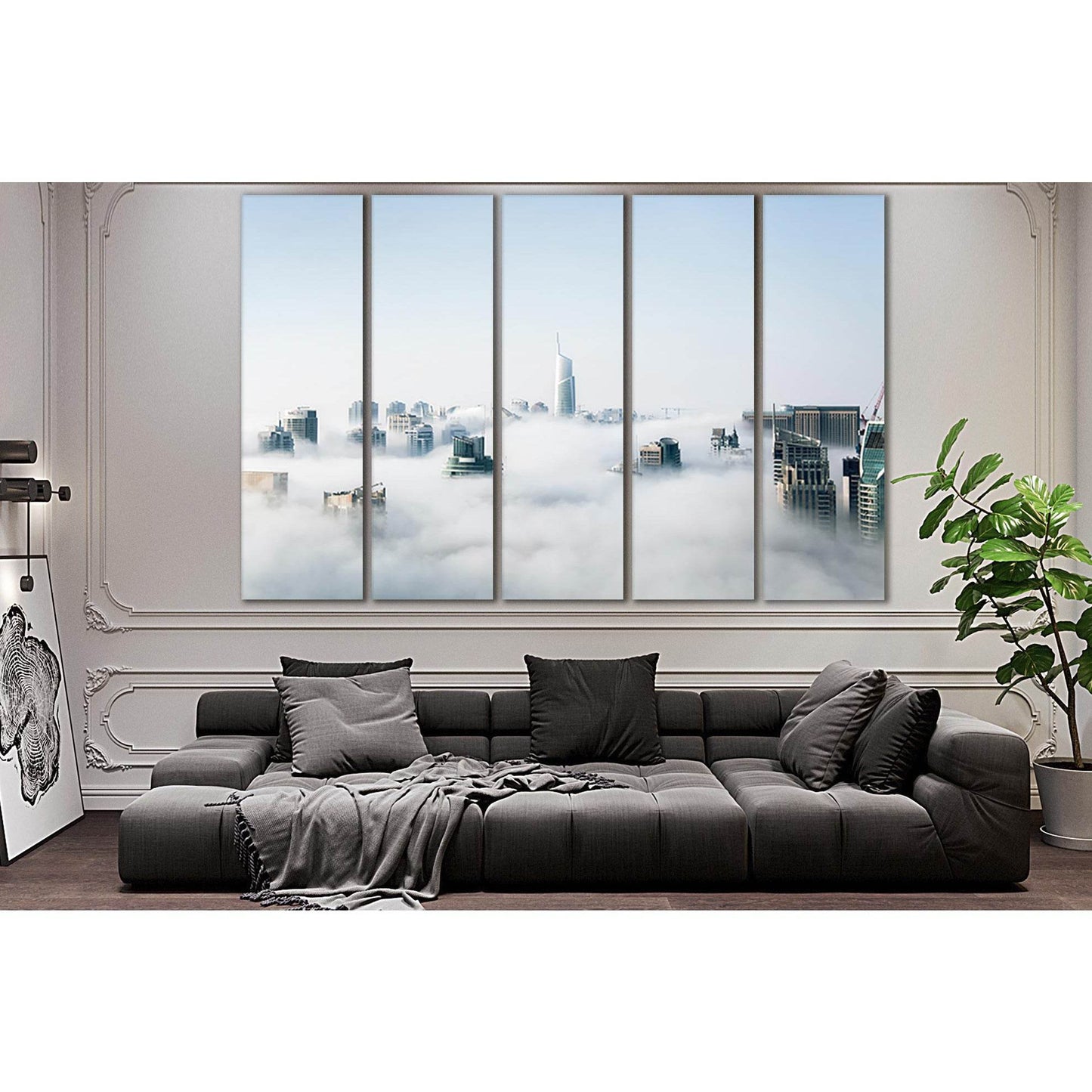 Foggy Morning View Of Cityscape №SL325 Ready to Hang Canvas Print - Zellart Canvas Prints 0new, ALL_Products, Cityscapes & Skylines
