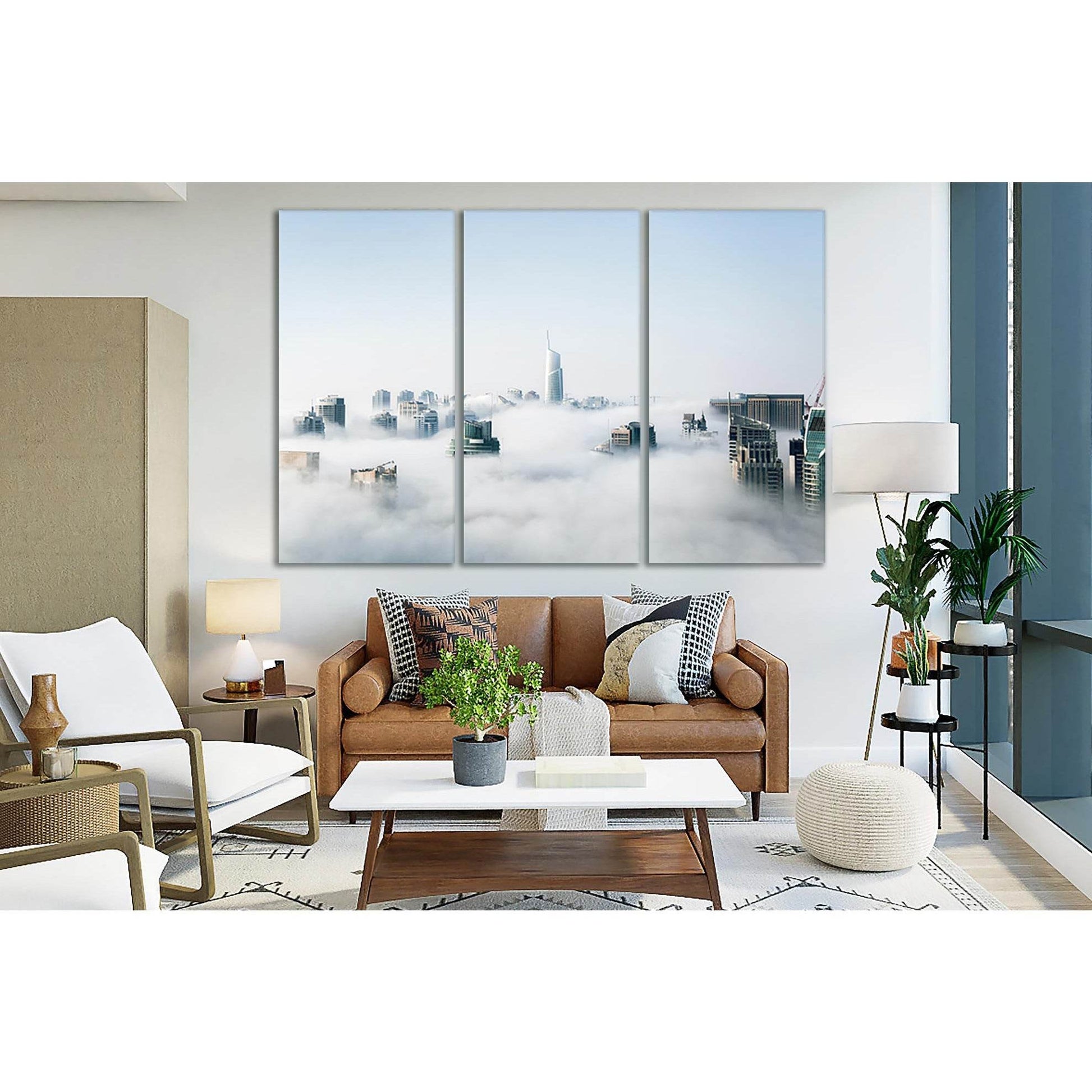 Foggy Morning View Of Cityscape №SL325 Ready to Hang Canvas Print - Zellart Canvas Prints 0new, ALL_Products, Cityscapes & Skylines