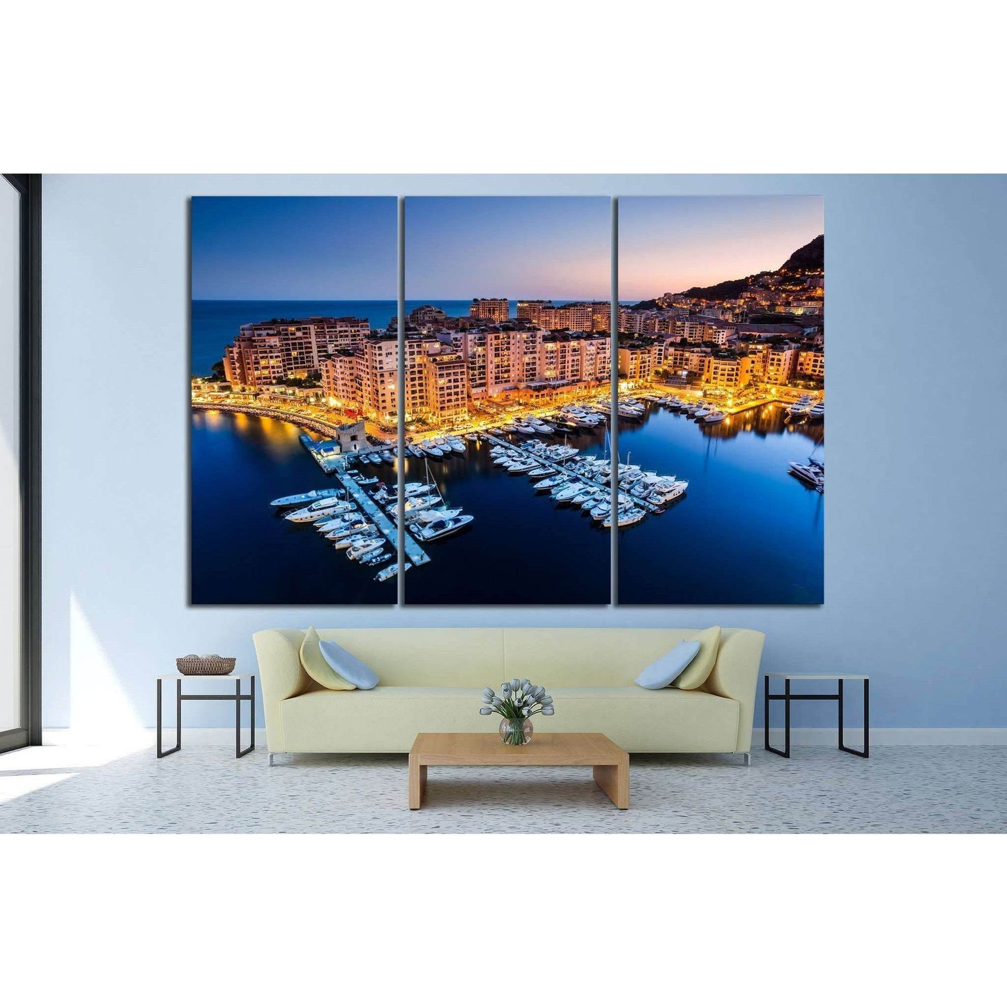 Fontvieille and Monaco Harbor №791 Ready to Hang Canvas Print - Zellart Canvas Prints ALL_Products, s-791