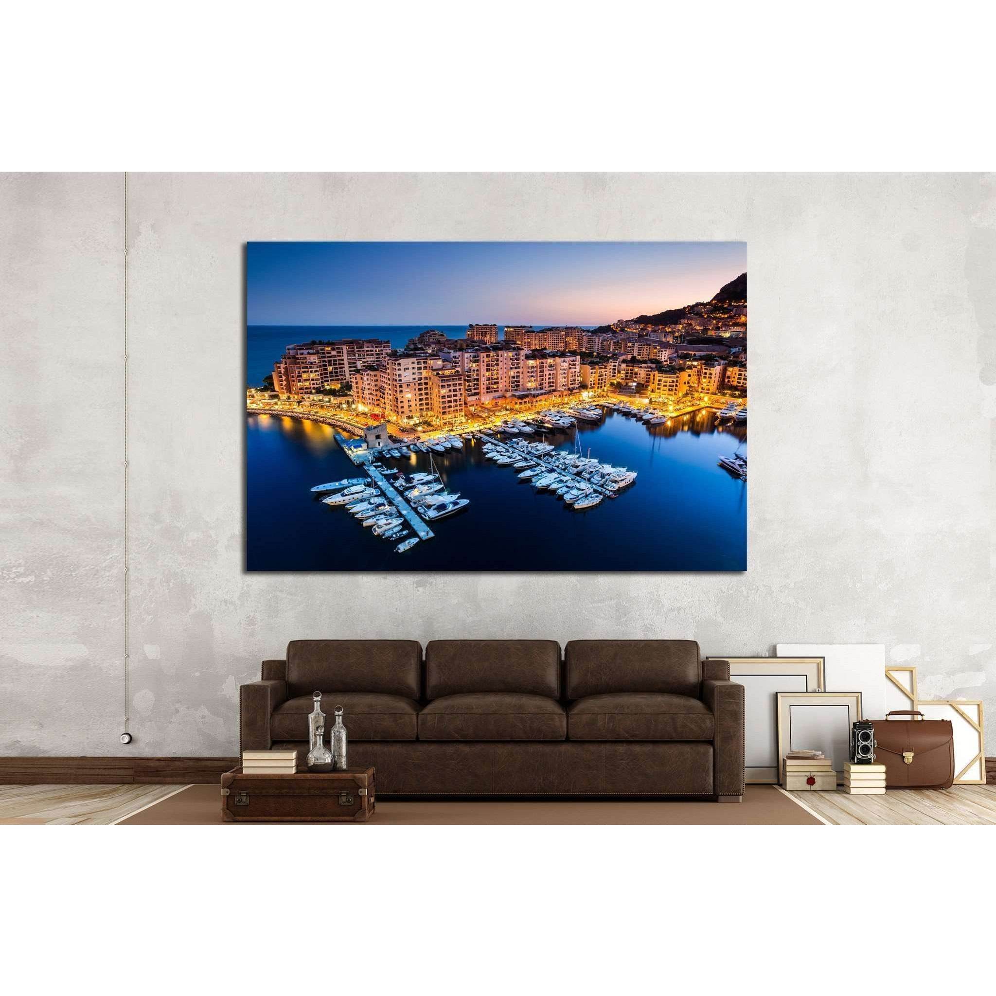 Fontvieille and Monaco Harbor №791 Ready to Hang Canvas Print