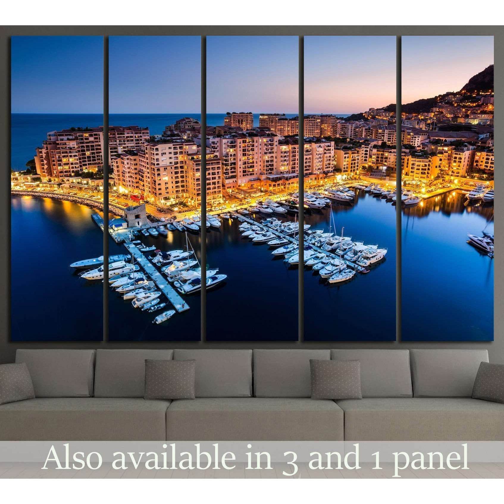 Fontvieille and Monaco Harbor №791 Ready to Hang Canvas Print