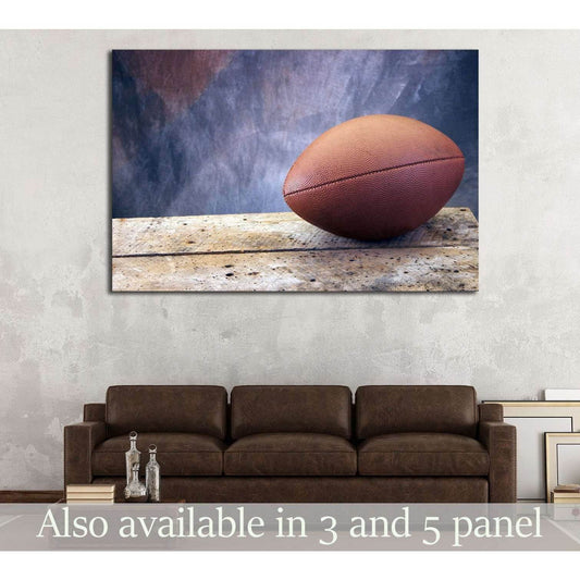 Football on old ages wood table and studio tan and blue back drop №2114 Ready to Hang Canvas PrintCanvas art arrives ready to hang, with hanging accessories included and no additional framing required. Every canvas print is hand-crafted, made on-demand at