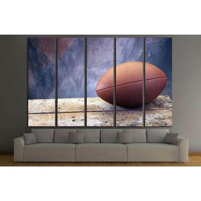 Football on old ages wood table and studio tan and blue back drop №2114 Ready to Hang Canvas PrintCanvas art arrives ready to hang, with hanging accessories included and no additional framing required. Every canvas print is hand-crafted, made on-demand at