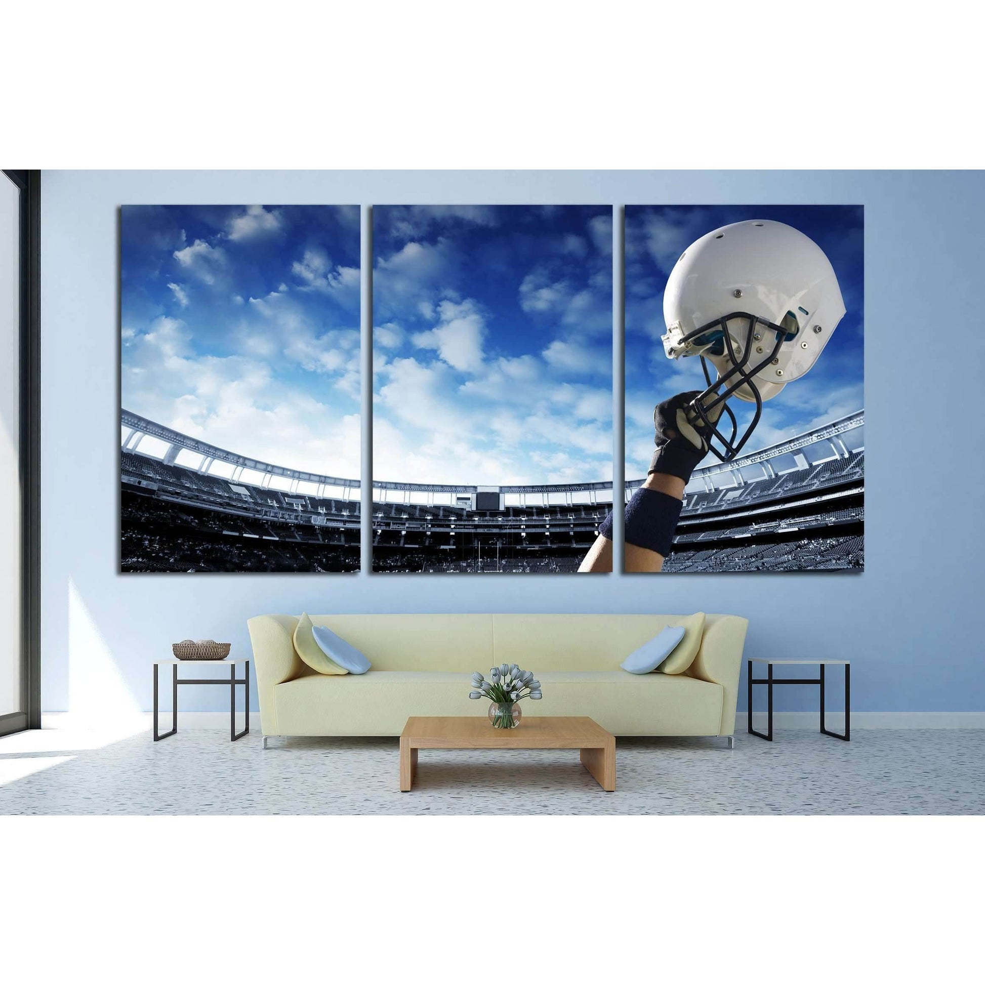 Football Player raises his helmet before an important game №2116 Ready to Hang Canvas Print - Zellart Canvas Prints ALL_Products, s-2116