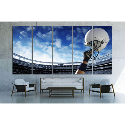 Football Player raises his helmet before an important game №2116 Ready to Hang Canvas PrintCanvas art arrives ready to hang, with hanging accessories included and no additional framing required. Every canvas print is hand-crafted, made on-demand at our wo