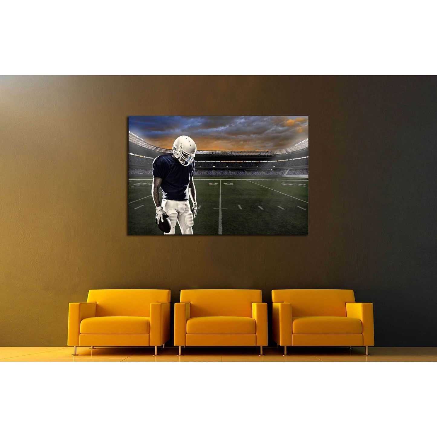 Football player with a blue uniform, in a stadium with fans wearing blue uniform №2122 Ready to Hang Canvas PrintCanvas art arrives ready to hang, with hanging accessories included and no additional framing required. Every canvas print is hand-crafted, ma