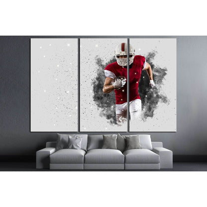 Football Player with a Red uniform coming out of a blast of smoke №3253 Ready to Hang Canvas Print - Zellart Canvas Prints ALL_Products, s-3253