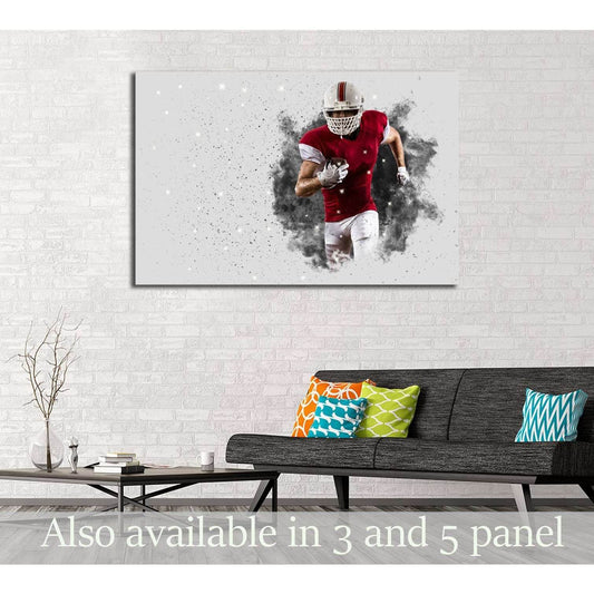 Football Player with a Red uniform coming out of a blast of smoke №3253 Ready to Hang Canvas PrintCanvas art arrives ready to hang, with hanging accessories included and no additional framing required. Every canvas print is hand-crafted, made on-demand at