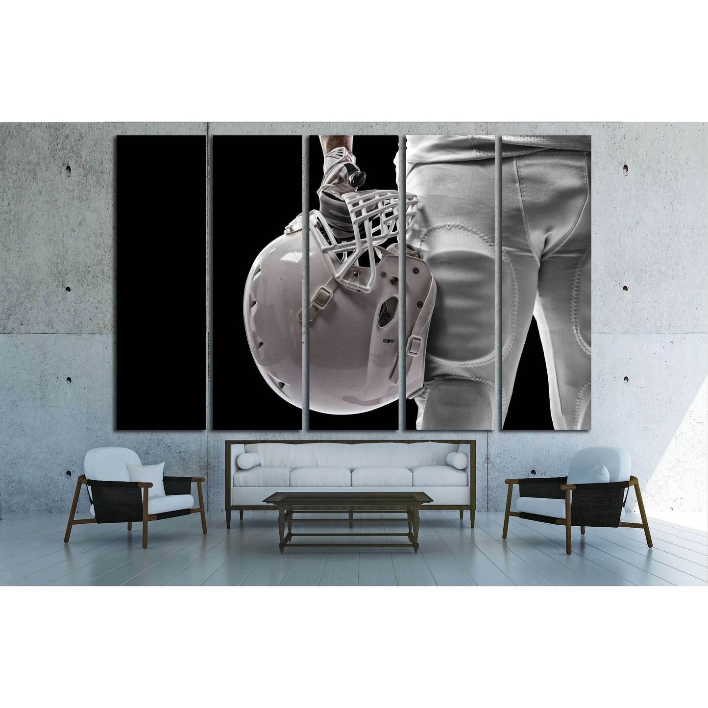 Football Player with a white uniform on a black background №2130 Ready to Hang Canvas Print - Zellart Canvas Prints ALL_Products, s-2130