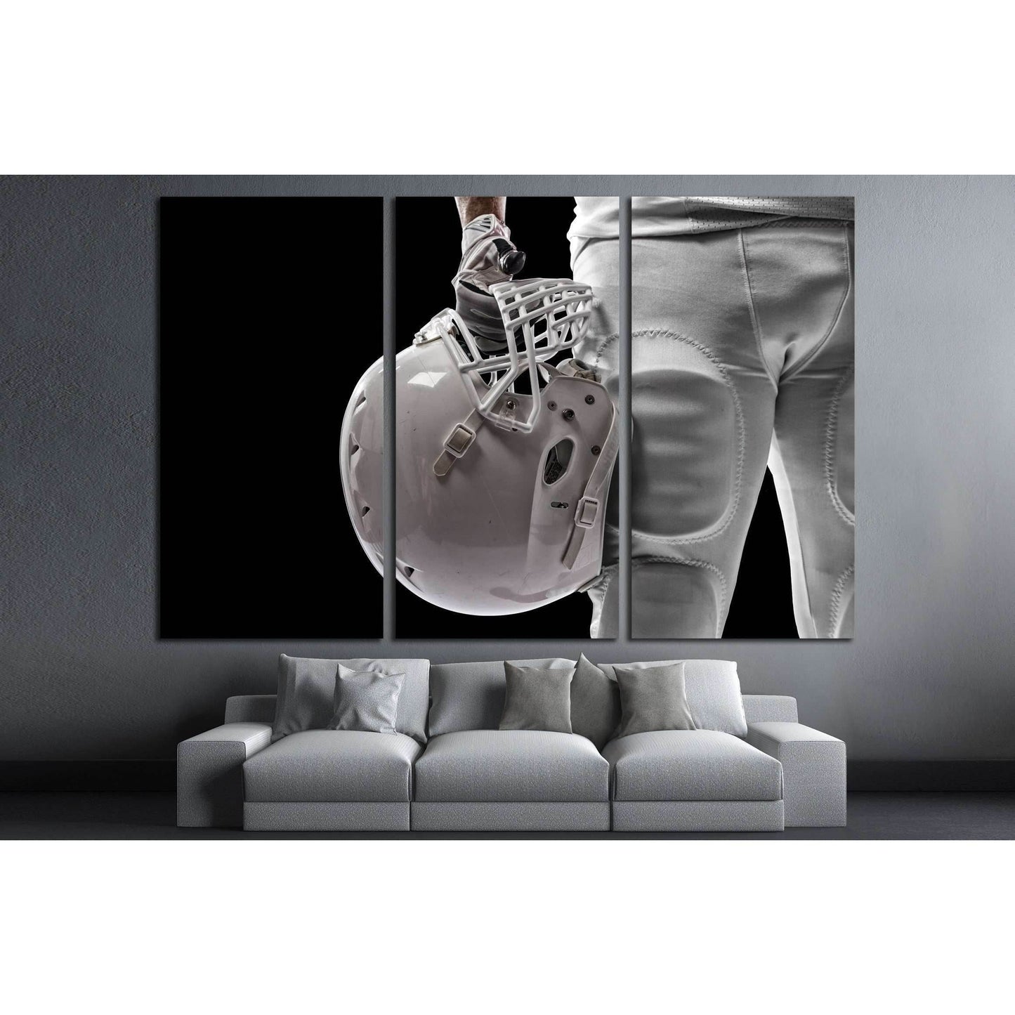 Football Player with a white uniform on a black background №2130 Ready to Hang Canvas Print - Zellart Canvas Prints ALL_Products, s-2130