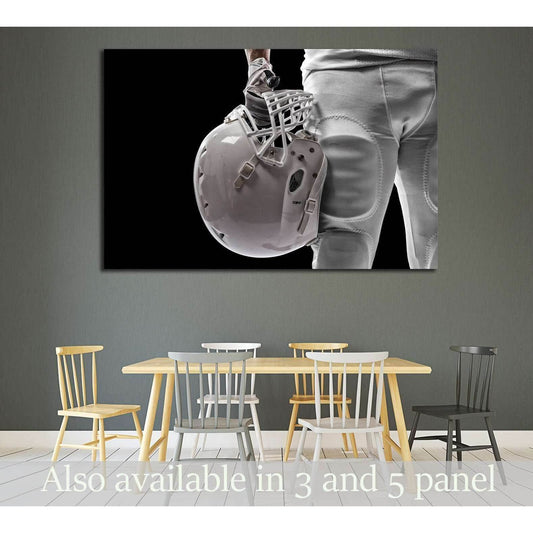 Football Player with a white uniform on a black background №2130 Ready to Hang Canvas PrintCanvas art arrives ready to hang, with hanging accessories included and no additional framing required. Every canvas print is hand-crafted, made on-demand at our wo
