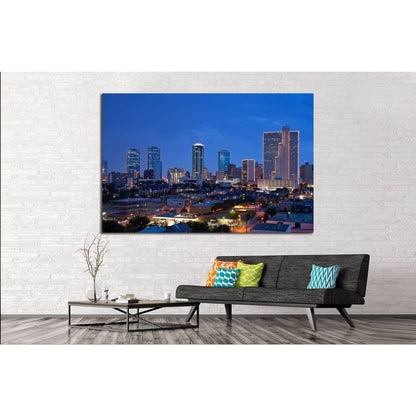 Fort Worth Texas at night №1025 Ready to Hang Canvas Print - Zellart Canvas Prints ALL_Products, s-1025