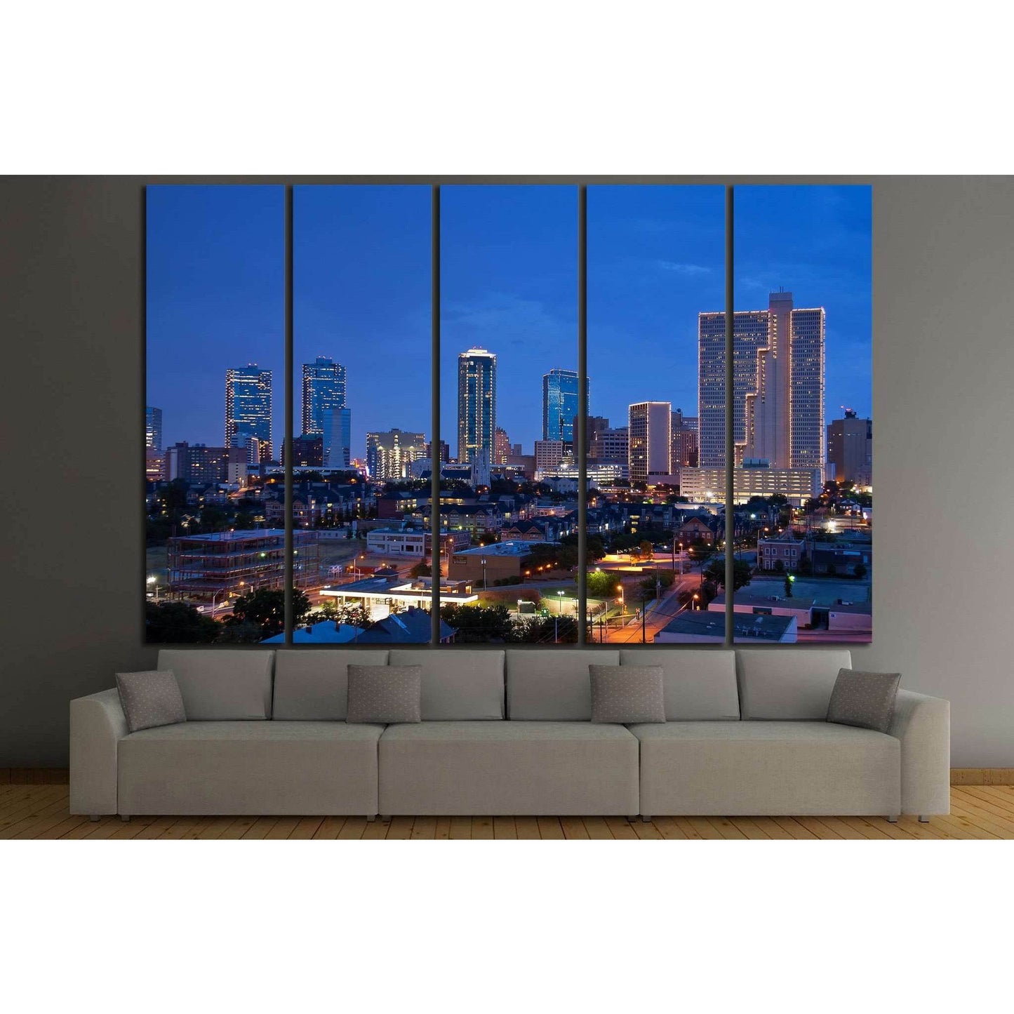Fort Worth Texas at night №1025 Ready to Hang Canvas Print - Zellart Canvas Prints ALL_Products, s-1025