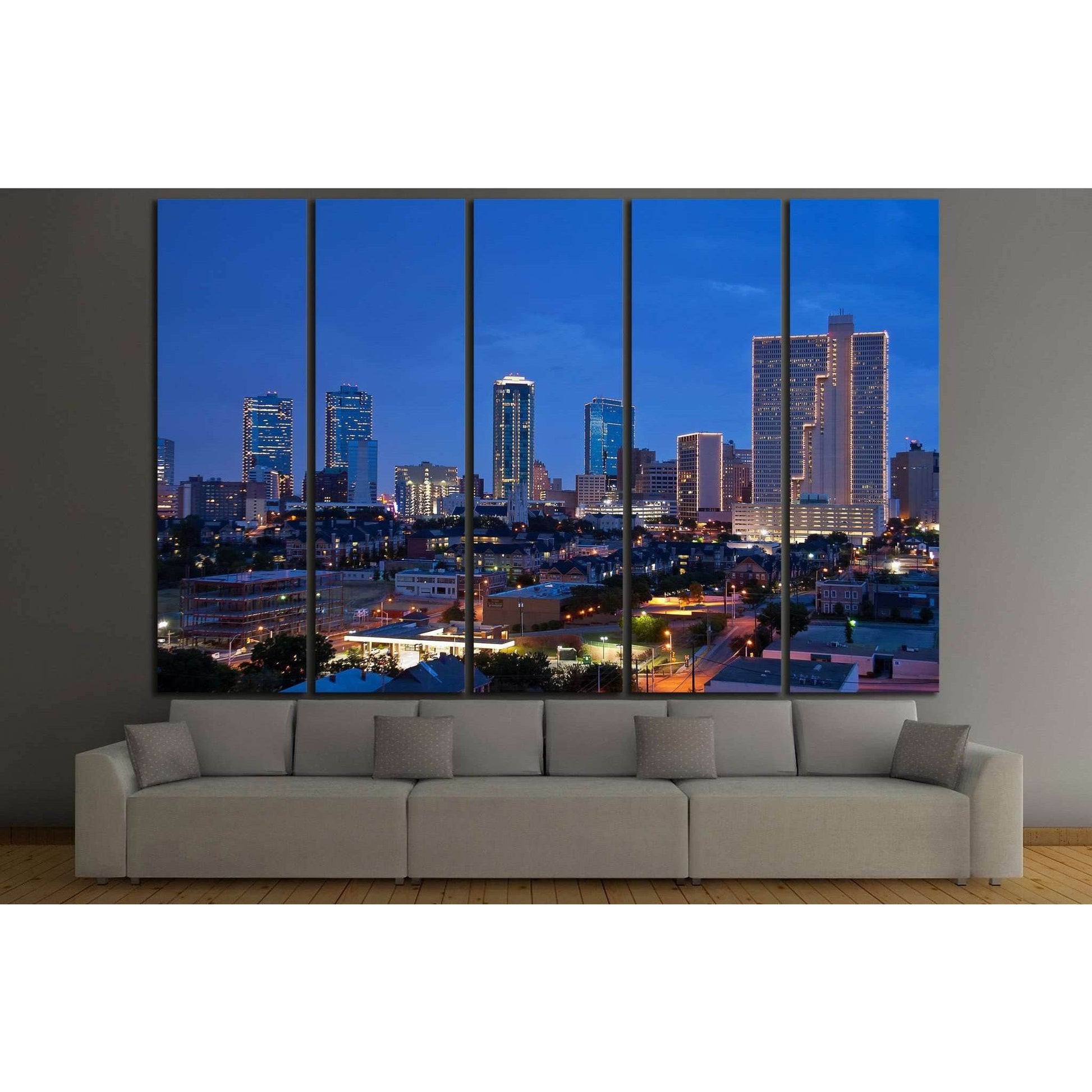 Fort Worth Texas at night №1025 Ready to Hang Canvas Print - Zellart Canvas Prints ALL_Products, s-1025