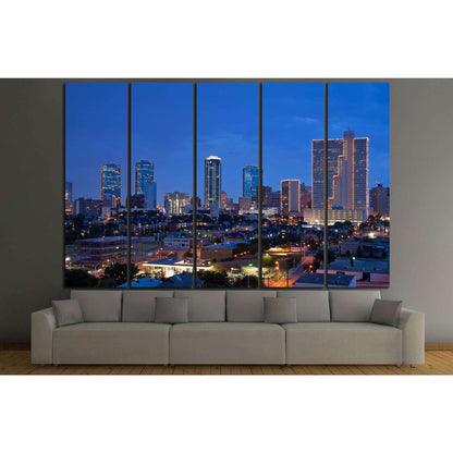 Fort Worth Texas at night №1025 Ready to Hang Canvas Print - Zellart Canvas Prints ALL_Products, s-1025