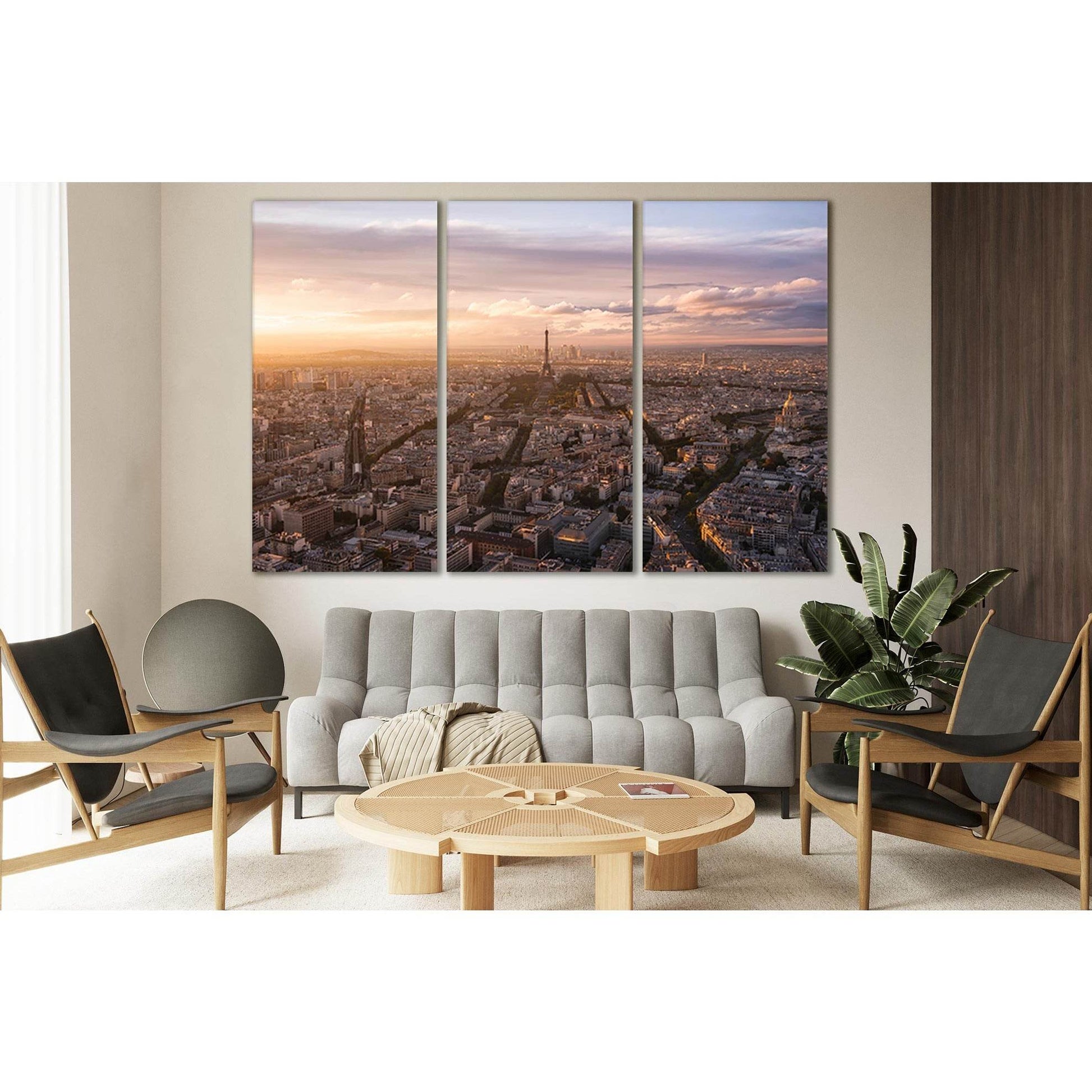 France Skyline At Evening Paris №SL320 Ready to Hang Canvas Print - Zellart Canvas Prints 0new, ALL_Products, Cityscapes & Skylines