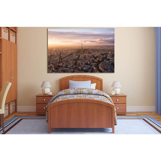 France Skyline At Evening Paris №SL320 Ready to Hang Canvas Print - Zellart Canvas Prints 0new, ALL_Products, Cityscapes & Skylines