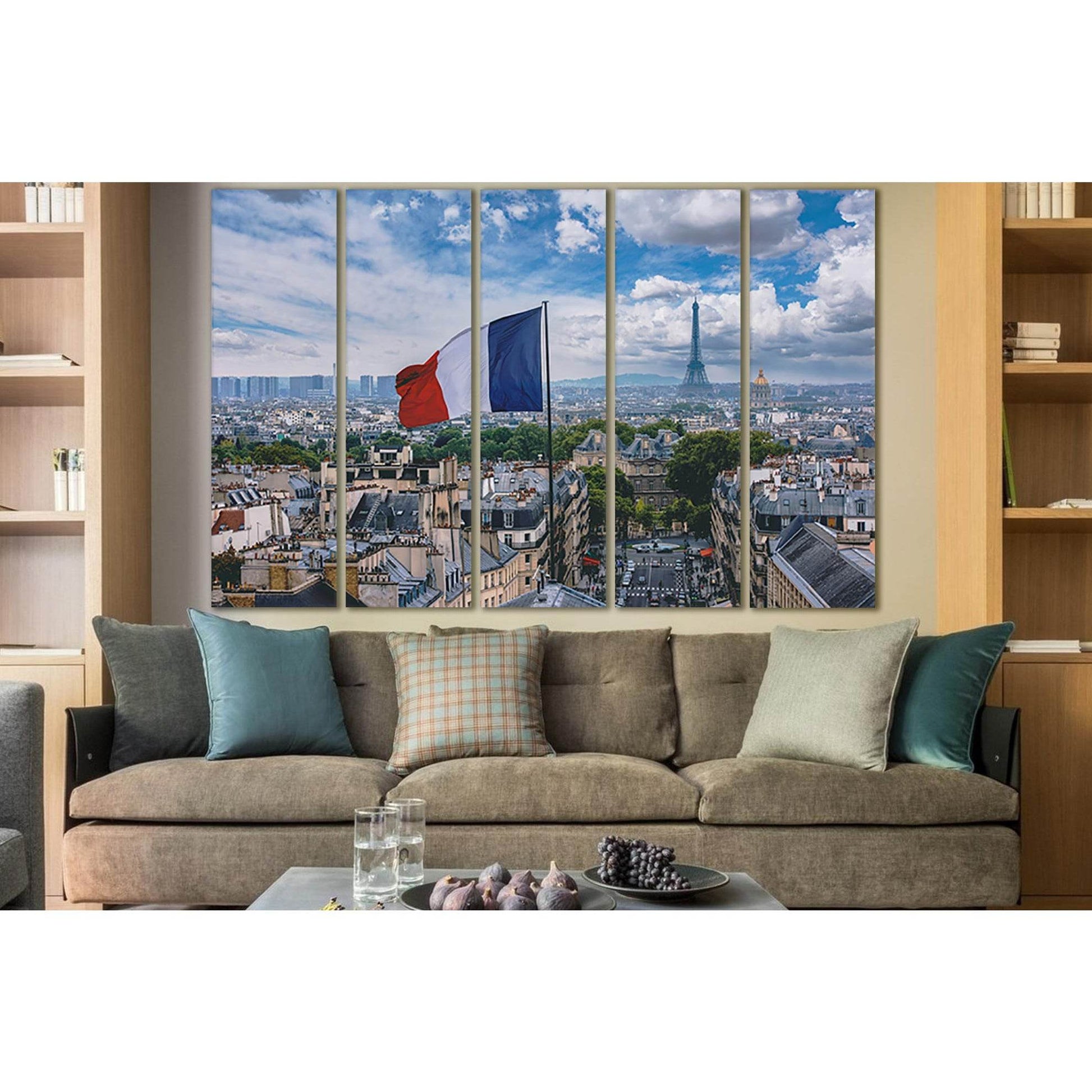 French Flag And Eiffel Tower №SL1182 Ready to Hang Canvas Print - Zellart Canvas Prints 0new, ALL_Products, Flags
