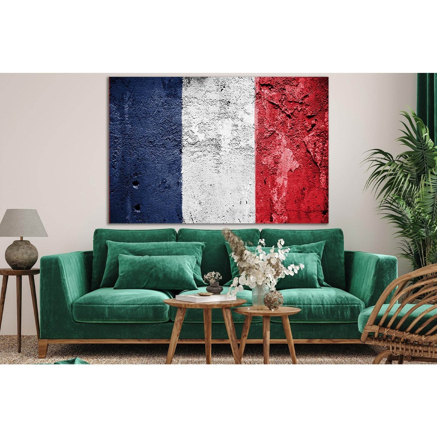 French Flag Painted On Grunge Wall №SL1191 Ready to Hang Canvas Print - Zellart Canvas Prints 0new, ALL_Products, Flags