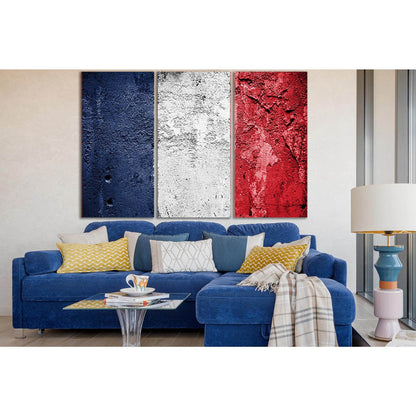 French Flag Painted On Grunge Wall №SL1191 Ready to Hang Canvas Print - Zellart Canvas Prints 0new, ALL_Products, Flags