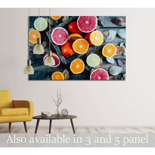 Fresh fruits. Mixed fruits background №3270 Ready to Hang Canvas Print - Zellart Canvas Prints ALL_Products, s-3270