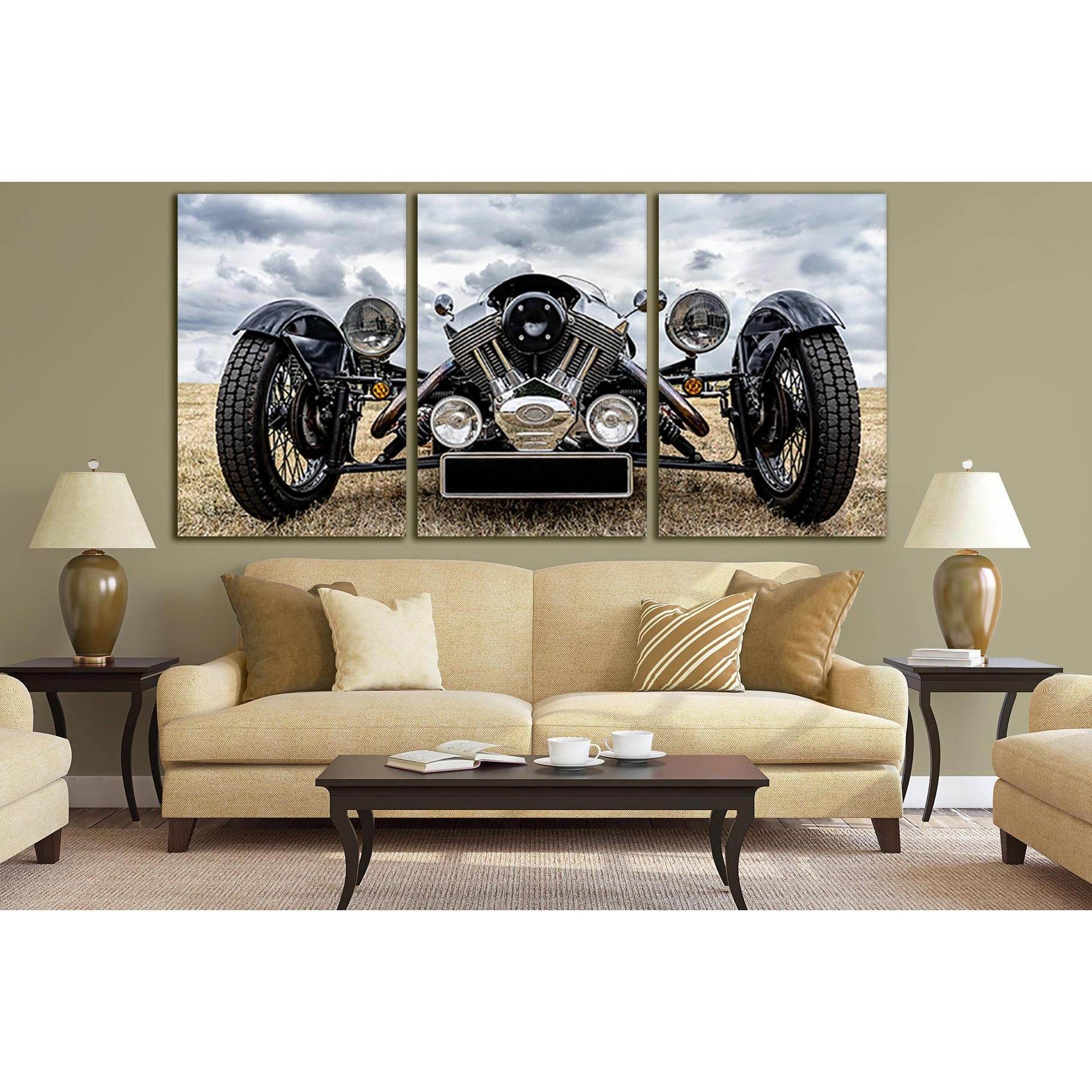 Front View Of A Retro Car №SL735 Ready to Hang Canvas Print - Zellart Canvas Prints 0new, ALL_Products, Engine, Engines Wall Art