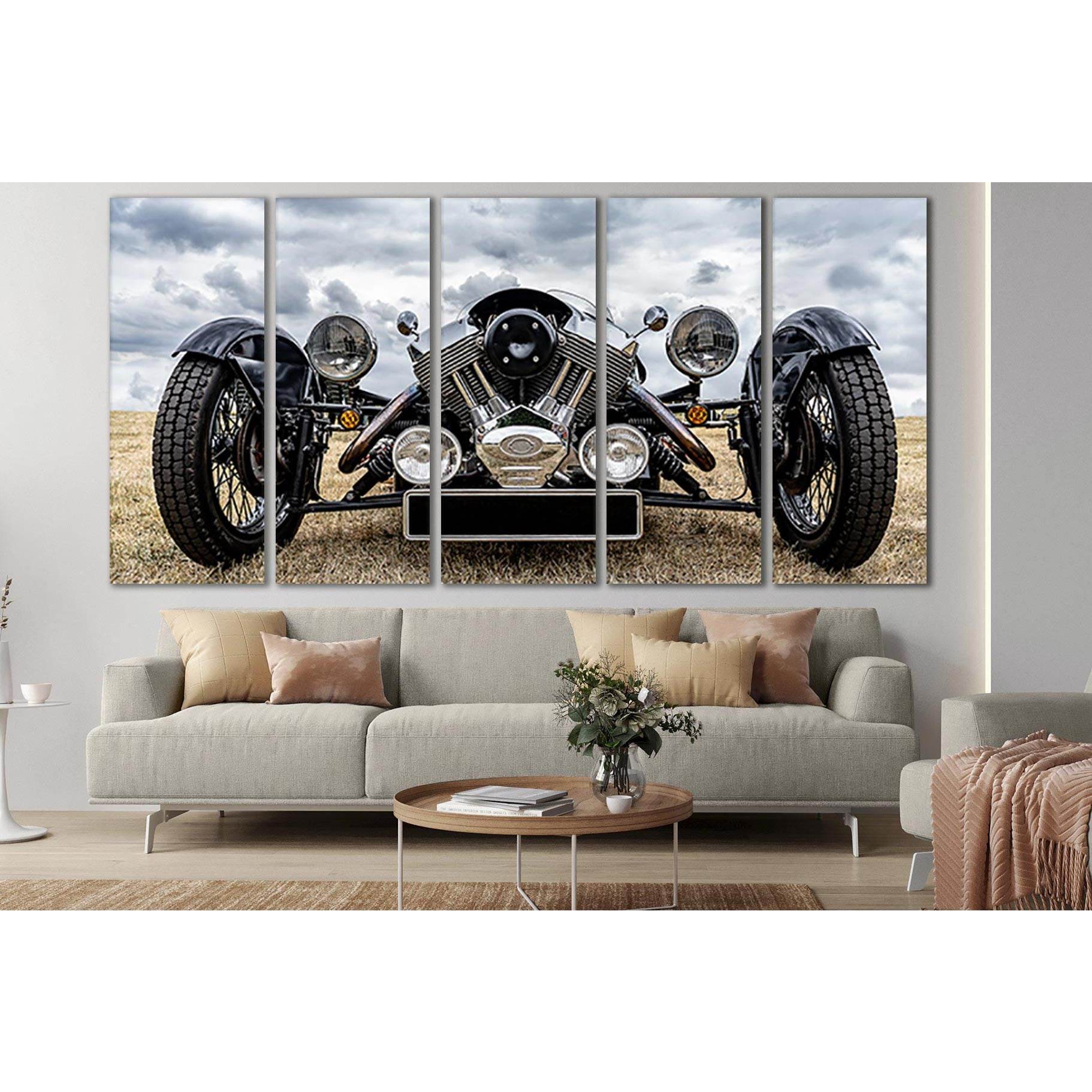 Front View Of A Retro Car №SL735 Ready to Hang Canvas Print - Zellart Canvas Prints 0new, ALL_Products, Engine, Engines Wall Art