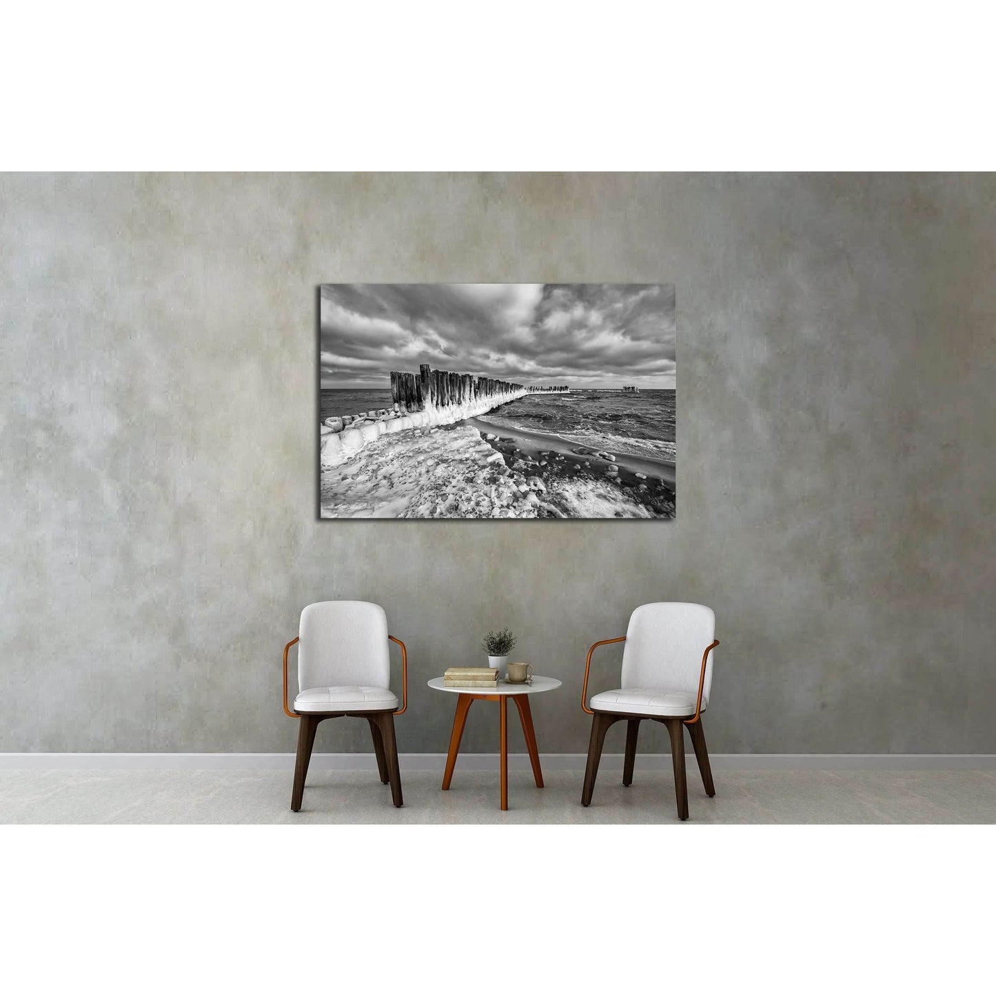 Frozen wooden breakwaters lineat Baltic Sea, Babie Doly, Poland №2903 Ready to Hang Canvas PrintCanvas art arrives ready to hang, with hanging accessories included and no additional framing required. Every canvas print is hand-crafted, made on-demand at o